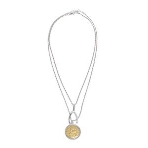 Layered Coin Necklace Wishbone Sacagawea Dollar